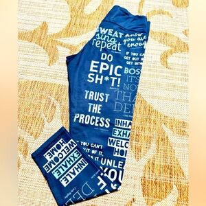 PELOTON POPActive leggings HARD TO FIND vintage Black Sz XL instructor sayings